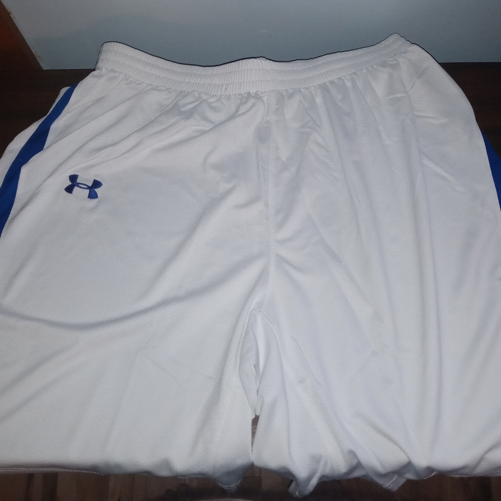 Under Armour Shorts - White/Royal Blue - L